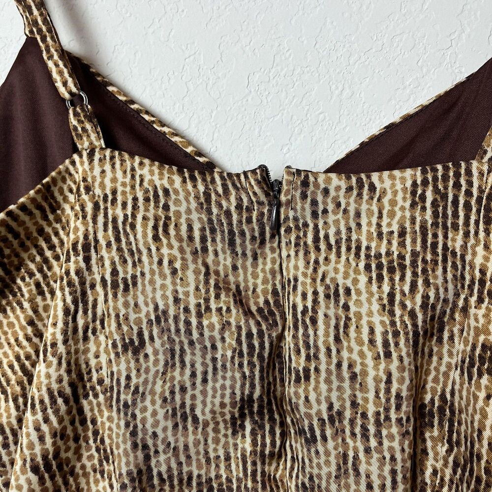 Victoria King Dress Womens 8 Brown Animal Print Bodycon Spaghetti‎ Strap Midi - Picture 3 of 8